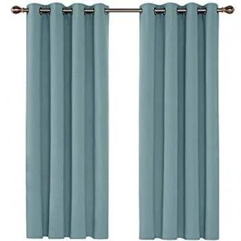 Deconovo Blickdicht Vorhang 160x117cm Hellhimmelblau 2er Set