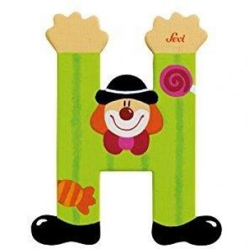 Décoration en Bois Lettre H Clown Sevi