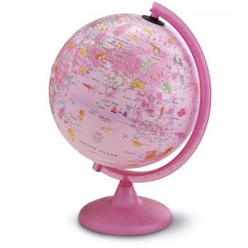 Italian Tecnodidattica Illuminated Zoo Globe 25 cm, Pink