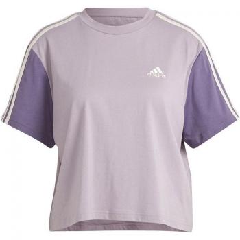 Adidas Maglia Crop Short Sleeve Essentials 3 Stripes Fig S
