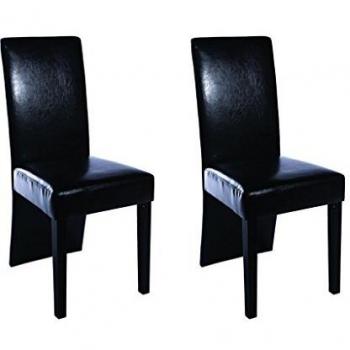 Set of 2 Black Faux Leather Dining Chairs