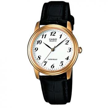 Casio MTP‑1236PGL — Horloge à quartz, design masculin, bracelet en cuir noir