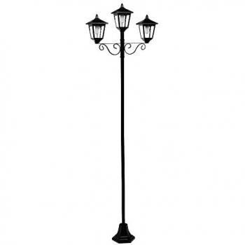 Lanterna da terra grande con 3 fiamme solare LED bianco caldo h 194 cm