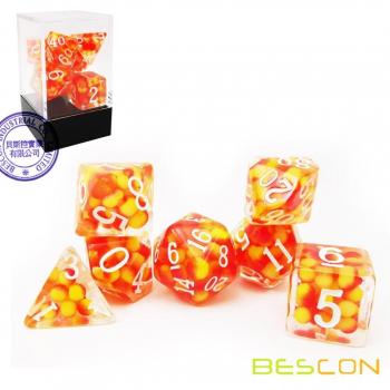 Conjunto de dados poliédricos Bescon Perla Incandescente, juego de 7 dados de rol