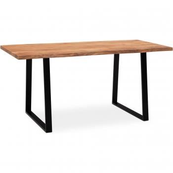 FineBuy Computertisch FB100761 – Akazienmassiv, Baumkante, Schrägtrapezbein