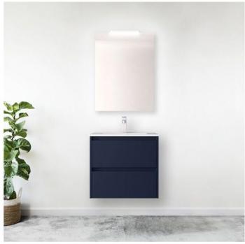 Mobile bagno sospeso 60 cm in legno blu satinato