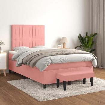 VidaXL Boxspringbett mit Samtmatratze Rosa 120x200 cm