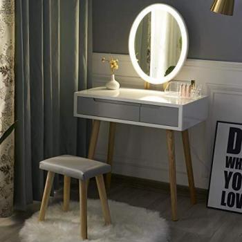YOURLITE White Vanity Table with LED Mirror