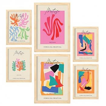 Pack Nacnic Matisse: 6 Láminas Artísticas A3/A4 con Marco Rústico
