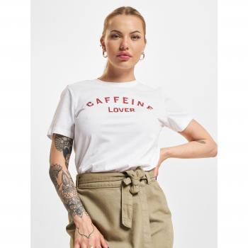 Tee shirt blanc en coton Caféine et Fierté Femme ONLY