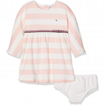 Tommy Hilfiger Vestido Rayas Rugby L/s, Conjunto para Bebés, Rosa