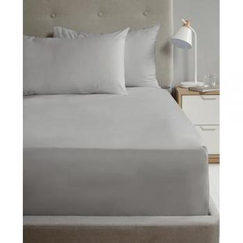 Rapport Home TH Percale Fitted Sheet – Double, 180 TC, Silvery Grey