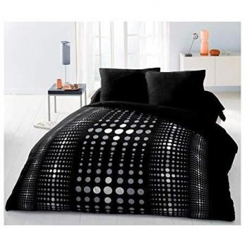 Couette STEEVY 220x240cm et taies d'oreillers Noir