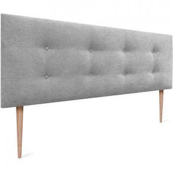Cabecero Acolchado Capitoné 150x115cm Tapizado en Tela Acualine o Polipiel 8cm Grosor (Gris)