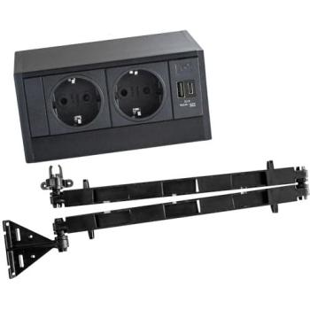 Evoline R‑Dock Kabelführungs‑Steckdose für Schubladen – 2‑fach USB‑A/USB‑C, 230 V