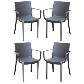 Set di 4 Sedie per Esterni in Plastica Taupe
