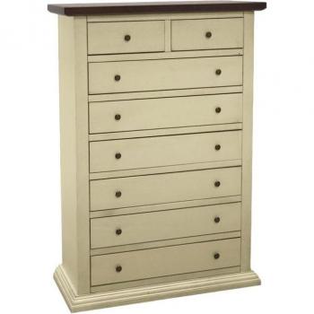 Cassettiera Legno 8 Cassetti Shabby Avorio Anticato Noce 87x40x125