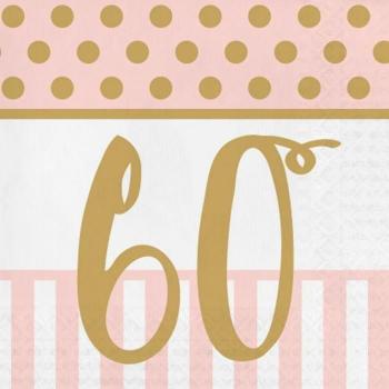 Serviettes de Fête 3 Épaississements 60 Ans (Ensemble de 20) Taille Unique