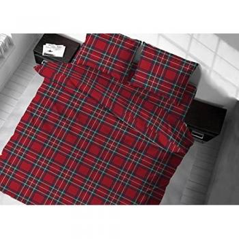 Copritrapunta Sacco Matrimoniale 100% Cotone Rosso Scozzese Kilt