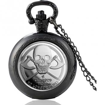 Montre de poche à quartz avec motif crâne, style Steampunk