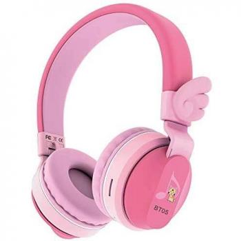 Riwbox BT05 Wings Kinderkopfhörer, kabellos, Bluetooth, Over-Ear, 85 dB/103 dB, Lautstärkeregler, faltbar, mit Mikrofon/TF-Karte, kompatibel für iPad/iPhone/PC/Schule violett