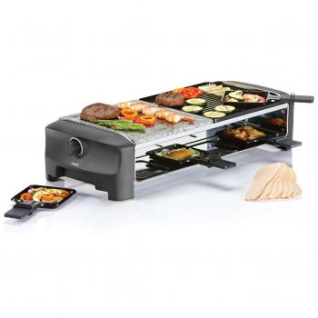 Princess 162820 piastra raclette con piastra in pietra + piastra in alluminio + padelline e spatole colore nero