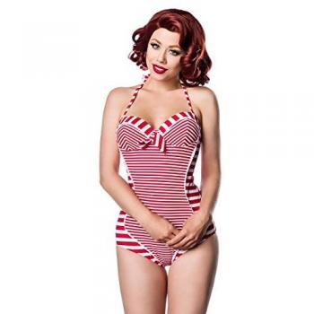 Vintage Swimwear „Rockabilly 50s“ – Striped Red-White Bikini – Größe L