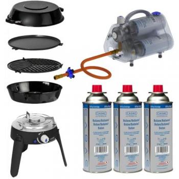 PACK CADAC Safari Chef 30 LP Barbecue Gaz + PowerPack 30bar portable + 3 Cartouches de Gaz