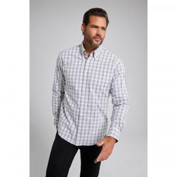 Camicia a quadri cotone marrone uomo maniche lunghe modern fit taglia L JP1880