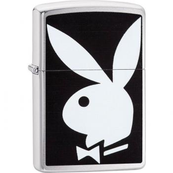 Brushed Chrome Zippo Playboy Bunny Wind‑Proof Lighter