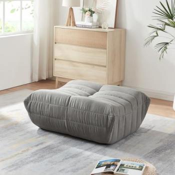 Poggiapiedi Kods Pouf Grigio Imbottito 35×80×65 cm