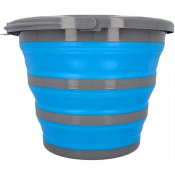 CARTREND faltbarer Wassereimer grau/blau 10 Liter