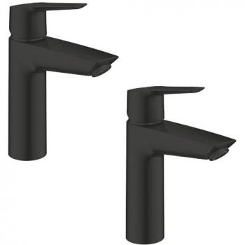 Lot de 2 mitigeurs lavabo Grohe Start ouverture eau froide noir mat