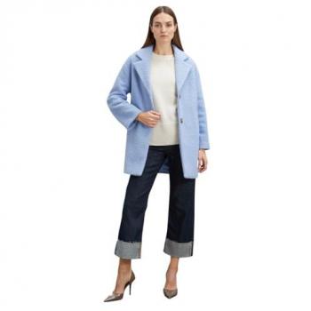 Abrigo de Paño Bouclé de Mujer con Botonadura Simple y Cuello de Solapa