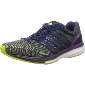 Adidas Adizero Boston 10 Women's Running Shoes, Grey (Solar Yellow/Midnight Grey/Ash Purple), 4 UK (36.5 EU)