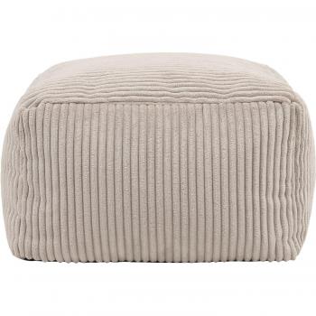 Pouf Repose-Pieds Carré en Velours Côtelé Beige