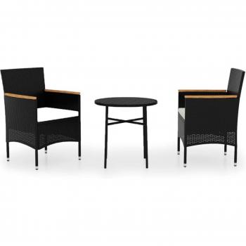Patienset 3‑delig, Zwarte Wicker – Outdoor Comfort