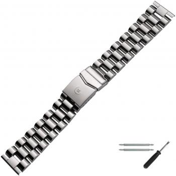MARBURGER Uhrenarmband 22mm Edelstahl Silber