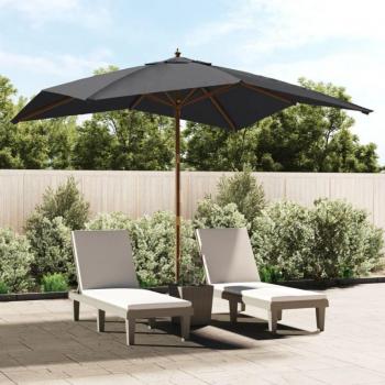 Sombrilla de Exterior Prolenta Premium con Base de Madera Negra
