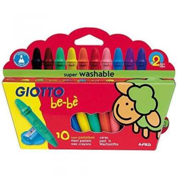 Giotto Super Bebe: Lápices de Cera en Caixa 10 Colors + Maquineta