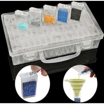 Caja de almacenamiento para accesorios de pintura con 64 ranuras