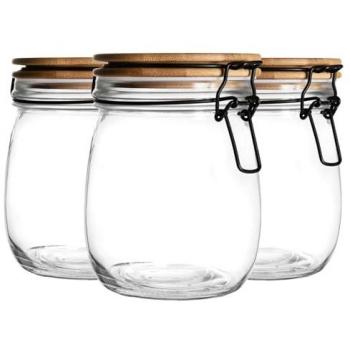750ml Airtight Wooden Clip Lid Jars