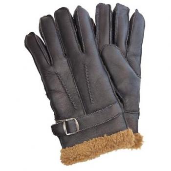 Men's Luxury Sheepskin Leather Gloves with Buckle