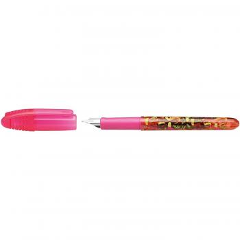 Schneider Zippi Füllhalter, M, pink-transparent mit Papageien-Motiv