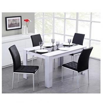 Table à manger Contemporaine BAÏTA, gamme DAMIA, 140 L x 90 P x 75 H (noir/blanc)