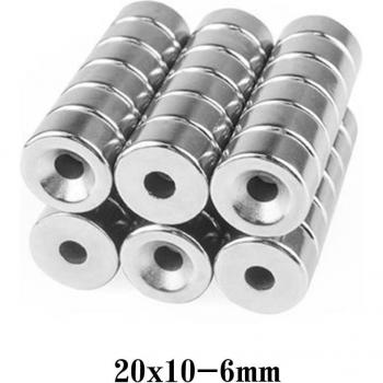 Aimant en néodyme N35 20x10-6, forme cylindrique avec trou