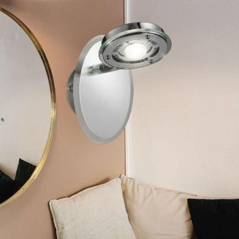 Applique Liseuse Chromée « Chambre Luxe » – LED 5 W, Blanc Chaud, Verre Brossé