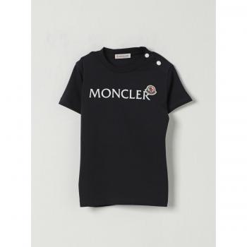 Cotone Moncler T‑shirt Logo Blue Navy 12M