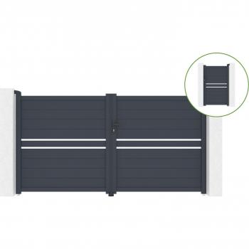Puerta Abatible 3m de Aluminio y Gris H.160cm