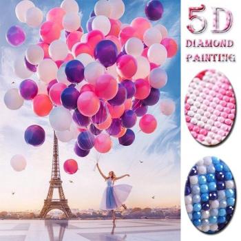 Tableau Diamant 5D Fille avec Ballon 20x30CM